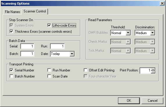 Scanning Options - Scanner Control